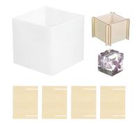 PATIKIL Cube Resin Mould, 3" Large Deep Square Epoxy Resin Casting Mould Silicone with Wooden Base for DIY Art Craft, Candle, Soap, Ornaments, Resin Making (Beige)