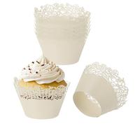 PATIKIL Cupcake Wrappers Paper, 50 Pack Baking Cups Standard Rose Decoration for Anniversary Birthday Weddings and Parties, Beige