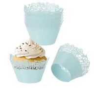 PATIKIL Cupcake Wrappers Paper, 50 Pack Baking Cups Standard Rose Decoration for Anniversary Birthday Weddings and Parties, Light Blue