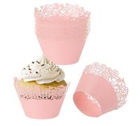 PATIKIL Cupcake Wrappers Paper, 50 Pack Baking Cups Standard Rose Decoration for Anniversary Birthday Weddings and Parties, Pink