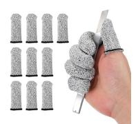 PATIKIL Cut Resistant Finger Cots Protectors 2.4 x 1 Inch, 10 Pcs Reusable Anti-Cut Finger Sleeve Covers for Kitchen Food Cutting Sculpture Work Garden, Grey