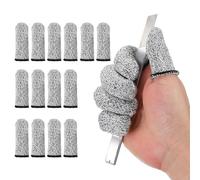 PATIKIL Cut Resistant Finger Cots Protectors 3.2 x 1.2 Inch, 14 Pcs Reusable Anti-Cut Finger Sleeve Covers for Kitchen Food Cutting Sculpture Work Garden, Grey