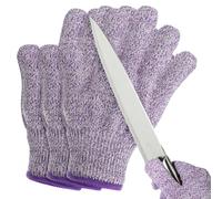 PATIKIL Cut Resistant Gloves, 3 Pair Level 5 Protection Anti Cutting Gloves Cut Proof Gloves for Kitchen Wood Carving Working, Medium, Purple