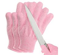 PATIKIL Cut Resistant Gloves, 3 Pair Level 5 Protection Anti Cutting Gloves Cut Proof Gloves for Kitchen Wood Carving Working, Medium, Pink
