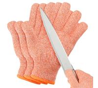 PATIKIL Cut Resistant Gloves, 3 Pair Level 5 Protection Anti Cutting Gloves Cut Proof Gloves for Kitchen Wood Carving Working, Large, Orange