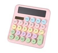 PATIKIL Cute Calculator, Desk Calculator Basic Big Button 12 Digit Large Display Mechanical AAA Battery Solar Power for Office Supplies Girl Female Woman Gift, Colorful Pink