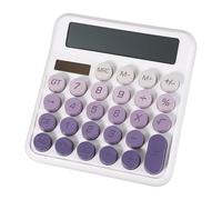 PATIKIL Cute Calculator, Desk Calculator Basic Big Button 12 Digit Large Display Mechanical AAA Battery Solar Power for Office Supplies Girl Female Woman Gift, Gradient Purple
