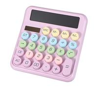 PATIKIL Cute Calculator, Desk Calculator Basic Big Button 12 Digit Large Display Mechanical AAA Battery Solar Power for Office Supplies Girl Female Woman Gift, Colorful Purple