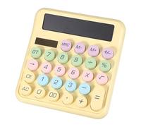 PATIKIL Cute Calculator, Desk Calculator Basic Big Button 12 Digit Large Display Mechanical AAA Battery Solar Power for Office Supplies Girl Female Woman Gift, Colorful Yellow
