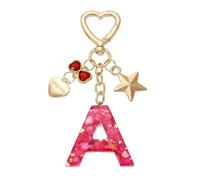 PATIKIL Cute Initial Letter Keychain, Letter-A Keychains Women Bling Love Butterfly Star Key Chain for Bag Backpack Purse Car Keys Cup Accessories, Red
