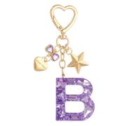 PATIKIL Cute Initial Letter Keychain, Letter B Keychains Women Bling Love Butterfly Star Key Chain for Bag Backpack Purse Car Keys Cup Accessories, Purple