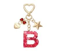 PATIKIL Cute Initial Letter Keychain, Letter-B Keychains Women Bling Love Butterfly Star Key Chain for Bag Backpack Purse Car Keys Cup Accessories, Red