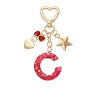 PATIKIL Cute Initial Letter Keychain, Letter-C Keychains Women Bling Love Butterfly Star Key Chain for Bag Backpack Purse Car Keys Cup Accessories, Red