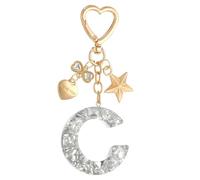 PATIKIL Cute Initial Letter Keychain, Letter C Keychains Women Bling Love Butterfly Star Key Chain for Bag Backpack Purse Car Keys Cup Accessories, Silver