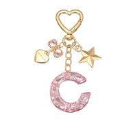 PATIKIL Cute Initial Letter Keychain, Letter C Keychains Women Bling Love Butterfly Star Key Chain for Bag Backpack Purse Car Keys Cup Accessories, Pink