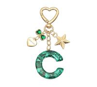 PATIKIL Cute Initial Letter Keychain, Letter C Keychains Women Bling Love Butterfly Star Key Chain for Bag Backpack Purse Car Keys Cup Accessories, Green
