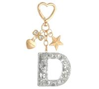 PATIKIL Cute Initial Letter Keychain, Letter D Keychains Women Bling Love Butterfly Star Key Chain for Bag Backpack Purse Car Keys Cup Accessories, Silver
