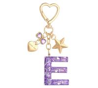 PATIKIL Cute Initial Letter Keychain, Letter E Keychains Women Bling Love Butterfly Star Key Chain for Bag Backpack Purse Car Keys Cup Accessories, Purple