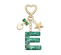 PATIKIL Cute Initial Letter Keychain, Letter E Keychains Women Bling Love Butterfly Star Key Chain for Bag Backpack Purse Car Keys Cup Accessories, Green
