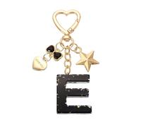 PATIKIL Cute Initial Letter Keychain, Letter-E Keychains Women Bling Love Butterfly Star Key Chain for Bag Backpack Purse Car Keys Cup Accessories, Black