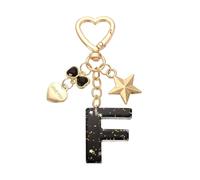 PATIKIL Cute Initial Letter Keychain, Letter-F Keychains Women Bling Love Butterfly Star Key Chain for Bag Backpack Purse Car Keys Cup Accessories, Black