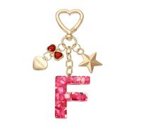 PATIKIL Cute Initial Letter Keychain, Letter-F Keychains Women Bling Love Butterfly Star Key Chain for Bag Backpack Purse Car Keys Cup Accessories, Red