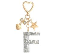 PATIKIL Cute Initial Letter Keychain, Letter F Keychains Women Bling Love Butterfly Star Key Chain for Bag Backpack Purse Car Keys Cup Accessories, Silver