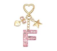 PATIKIL Cute Initial Letter Keychain, Letter F Keychains Women Bling Love Butterfly Star Key Chain for Bag Backpack Purse Car Keys Cup Accessories, Pink