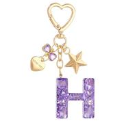 PATIKIL Cute Initial Letter Keychain, Letter H Keychains Women Bling Love Butterfly Star Key Chain for Bag Backpack Purse Car Keys Cup Accessories, Purple
