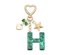 PATIKIL Cute Initial Letter Keychain, Letter H Keychains Women Bling Love Butterfly Star Key Chain for Bag Backpack Purse Car Keys Cup Accessories, Green
