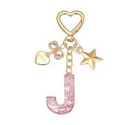 PATIKIL Cute Initial Letter Keychain, Letter J Keychains Women Bling Love Butterfly Star Key Chain for Bag Backpack Purse Car Keys Cup Accessories, Pink
