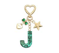 PATIKIL Cute Initial Letter Keychain, Letter J Keychains Women Bling Love Butterfly Star Key Chain for Bag Backpack Purse Car Keys Cup Accessories, Green