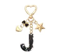 PATIKIL Cute Initial Letter Keychain, Letter-J Keychains Women Bling Love Butterfly Star Key Chain for Bag Backpack Purse Car Keys Cup Accessories, Black