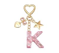 PATIKIL Cute Initial Letter Keychain, Letter K Keychains Women Bling Love Butterfly Star Key Chain for Bag Backpack Purse Car Keys Cup Accessories, Pink