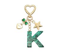PATIKIL Cute Initial Letter Keychain, Letter K Keychains Women Bling Love Butterfly Star Key Chain for Bag Backpack Purse Car Keys Cup Accessories, Green