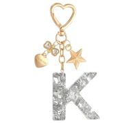 PATIKIL Cute Initial Letter Keychain, Letter K Keychains Women Bling Love Butterfly Star Key Chain for Bag Backpack Purse Car Keys Cup Accessories, Silver