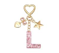 PATIKIL Cute Initial Letter Keychain, Letter l Keychains Women Bling Love Butterfly Star Key Chain for Bag Backpack Purse Car Keys Cup Accessories, Pink