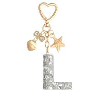 PATIKIL Cute Initial Letter Keychain, Letter L Keychains Women Bling Love Butterfly Star Key Chain for Bag Backpack Purse Car Keys Cup Accessories, Silver