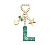 PATIKIL Cute Initial Letter Keychain, Letter l Keychains Women Bling Love Butterfly Star Key Chain for Bag Backpack Purse Car Keys Cup Accessories, Green