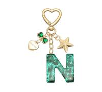 PATIKIL Cute Initial Letter Keychain, Letter N Keychains Women Bling Love Butterfly Star Key Chain for Bag Backpack Purse Car Keys Cup Accessories, Green