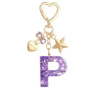 PATIKIL Cute Initial Letter Keychain, Letter P Keychains Women Bling Love Butterfly Star Key Chain for Bag Backpack Purse Car Keys Cup Accessories, Purple