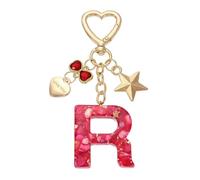 PATIKIL Cute Initial Letter Keychain, Letter-R Keychains Women Bling Love Butterfly Star Key Chain for Bag Backpack Purse Car Keys Cup Accessories, Red