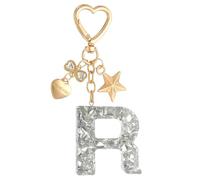 PATIKIL Cute Initial Letter Keychain, Letter R Keychains Women Bling Love Butterfly Star Key Chain for Bag Backpack Purse Car Keys Cup Accessories, Silver