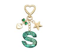 PATIKIL Cute Initial Letter Keychain, Letter S Keychains Women Bling Love Butterfly Star Key Chain for Bag Backpack Purse Car Keys Cup Accessories, Green