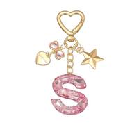 PATIKIL Cute Initial Letter Keychain, Letter S Keychains Women Bling Love Butterfly Star Key Chain for Bag Backpack Purse Car Keys Cup Accessories, Pink