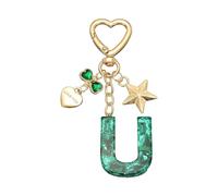 PATIKIL Cute Initial Letter Keychain, Letter U Keychains Women Bling Love Butterfly Star Key Chain for Bag Backpack Purse Car Keys Cup Accessories, Green