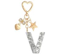 PATIKIL Cute Initial Letter Keychain, Letter V Keychains Women Bling Love Butterfly Star Key Chain for Bag Backpack Purse Car Keys Cup Accessories, Silver