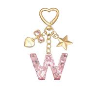 PATIKIL Cute Initial Letter Keychain, Letter W Keychains Women Bling Love Butterfly Star Key Chain for Bag Backpack Purse Car Keys Cup Accessories, Pink