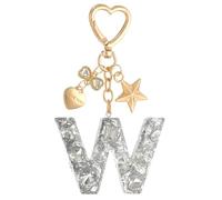 PATIKIL Cute Initial Letter Keychain, Letter W Keychains Women Bling Love Butterfly Star Key Chain for Bag Backpack Purse Car Keys Cup Accessories, Silver