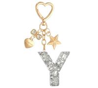 PATIKIL Cute Initial Letter Keychain, Letter Y Keychains Women Bling Love Butterfly Star Key Chain for Bag Backpack Purse Car Keys Cup Accessories, Silver